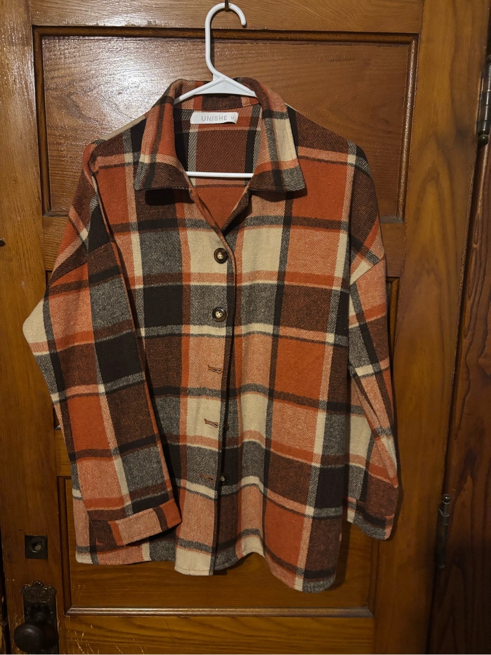 Rust Plaid Shacket Jacket